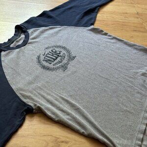 Vintage Nike Blue Grey Waffle Knit Raglan Sleeve Thermal Shirt Y2K Size L
